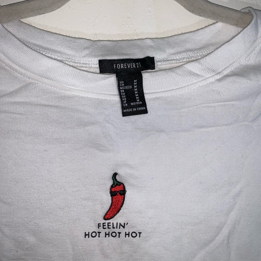 Forever 21 Women’s Medium Embroidered Cropped Tee